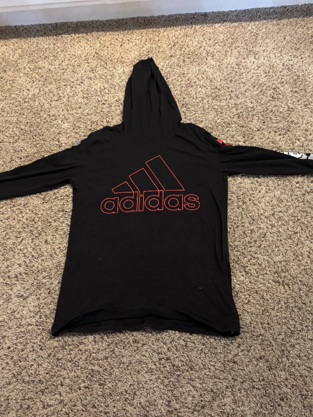 Adidas - Large - Black & Red Long Sleeve T w/ hood